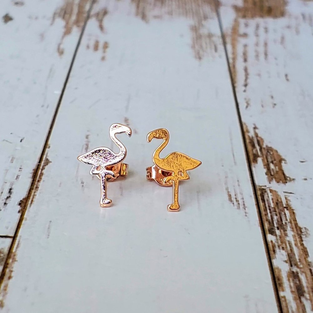 Rose Flamingo Earrings - Picture 6 of 6